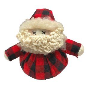 Sleeping Santa Claus Bean Bag Bottom Red Plaid Christmas Figure 5 Inch Tall